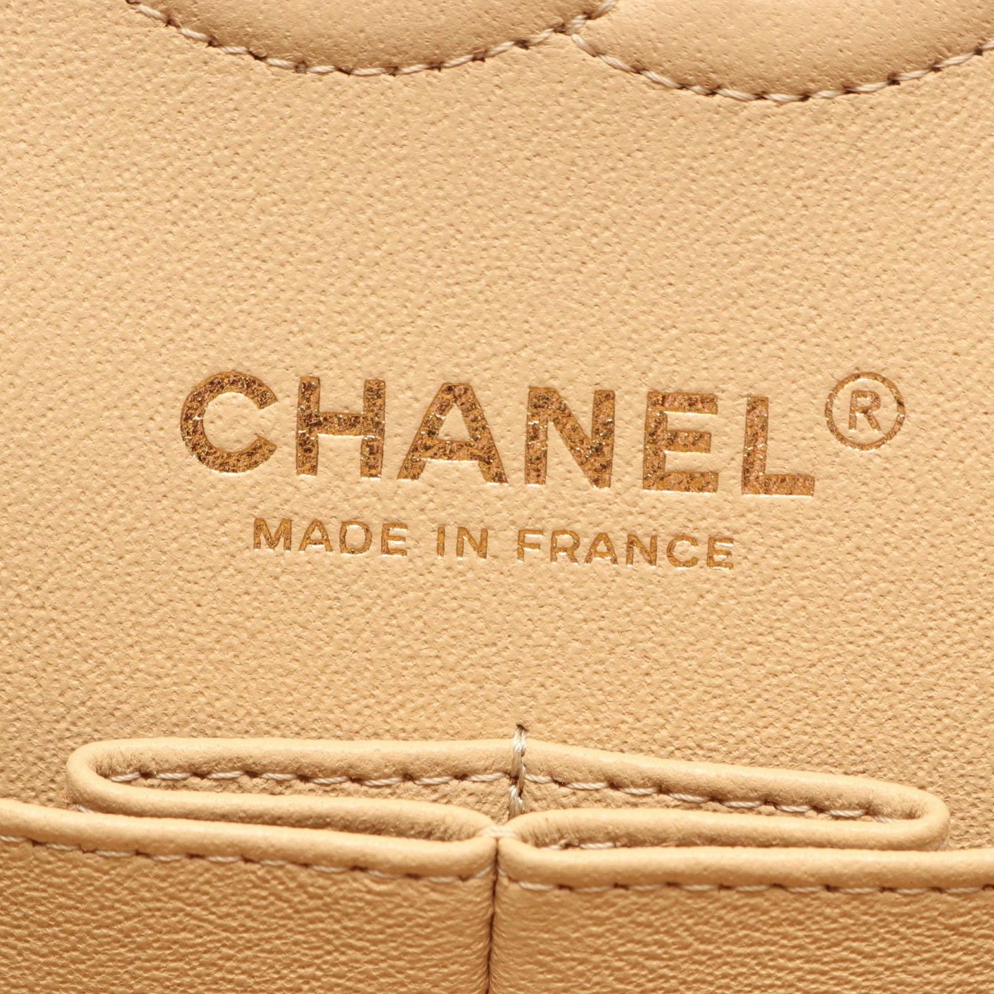 Chanel Shoulder Bag Quilted Double Flap Beige Caviar Leather Chain — view 4