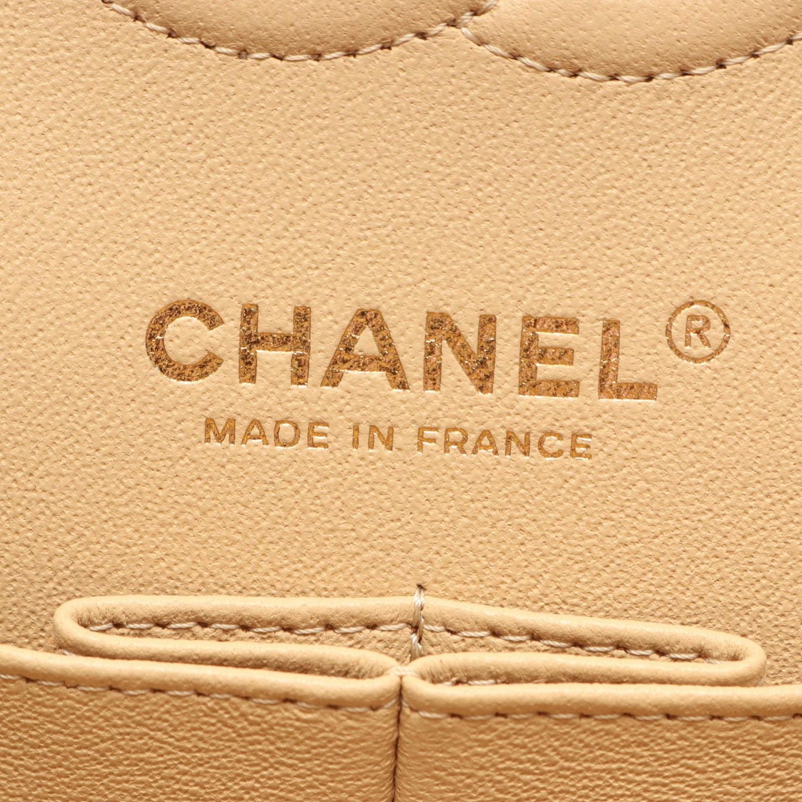 Chanel Shoulder Bag Quilted Double Flap Beige Caviar Leather Chain — view 4