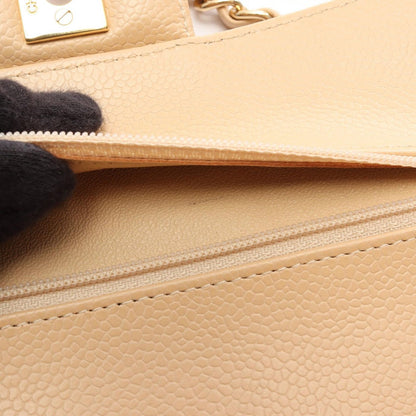 Chanel Shoulder Bag Quilted Double Flap Beige Caviar Leather Chain — view 6