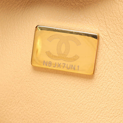 Chanel Shoulder Bag Quilted Double Flap Beige Caviar Leather Chain — view 5