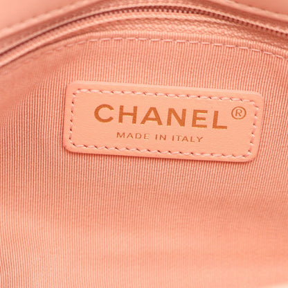 Chanel Shoulder Bag Quilted Logo Pink Lambskin Chain — view 4