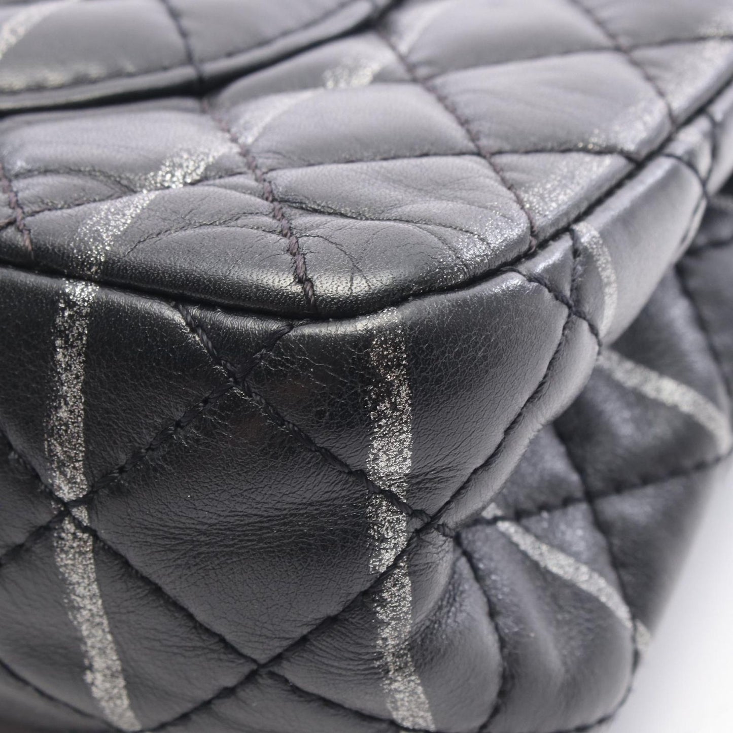 Chanel Shoulder Bag 2.55 Quilted Mademoiselle Chain Black Silver Leather Double — view 8