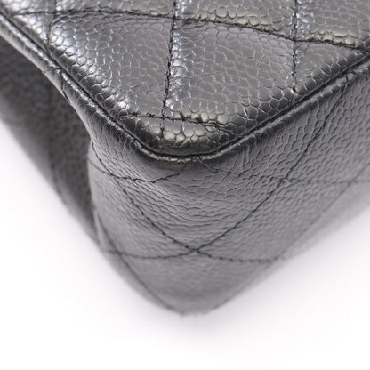 Chanel Shoulder Bag Quilted Double Flap Black Caviar Leather Chain — view 7