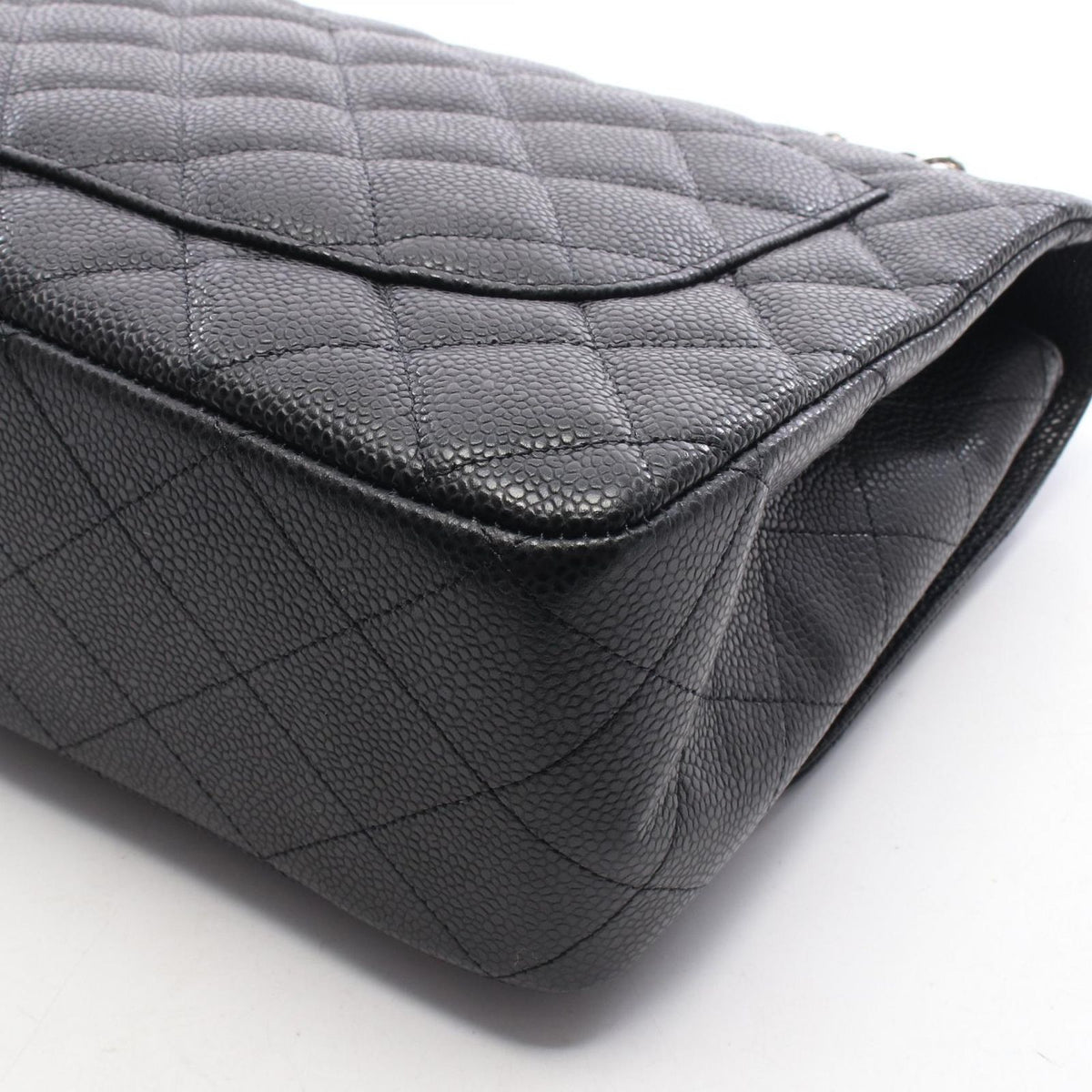 Chanel Shoulder Bag Maxi Quilted 30 Single Flap Black Caviar Leather Chain — view 7
