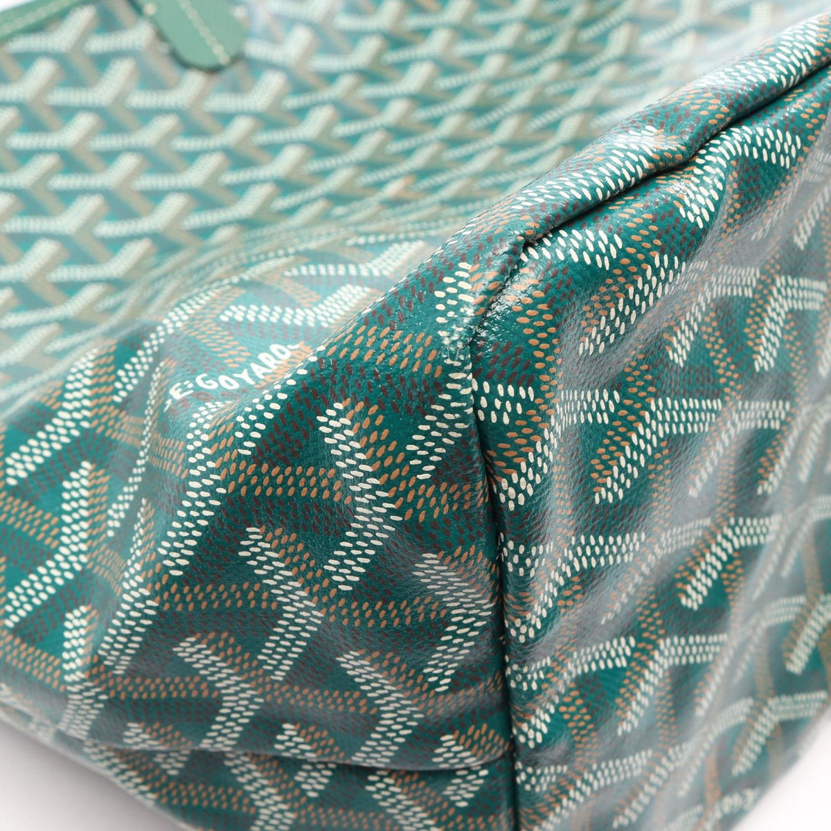 Goyard Tote Bag Saint Louis PM Green White Brown Canvas Leather — view 6