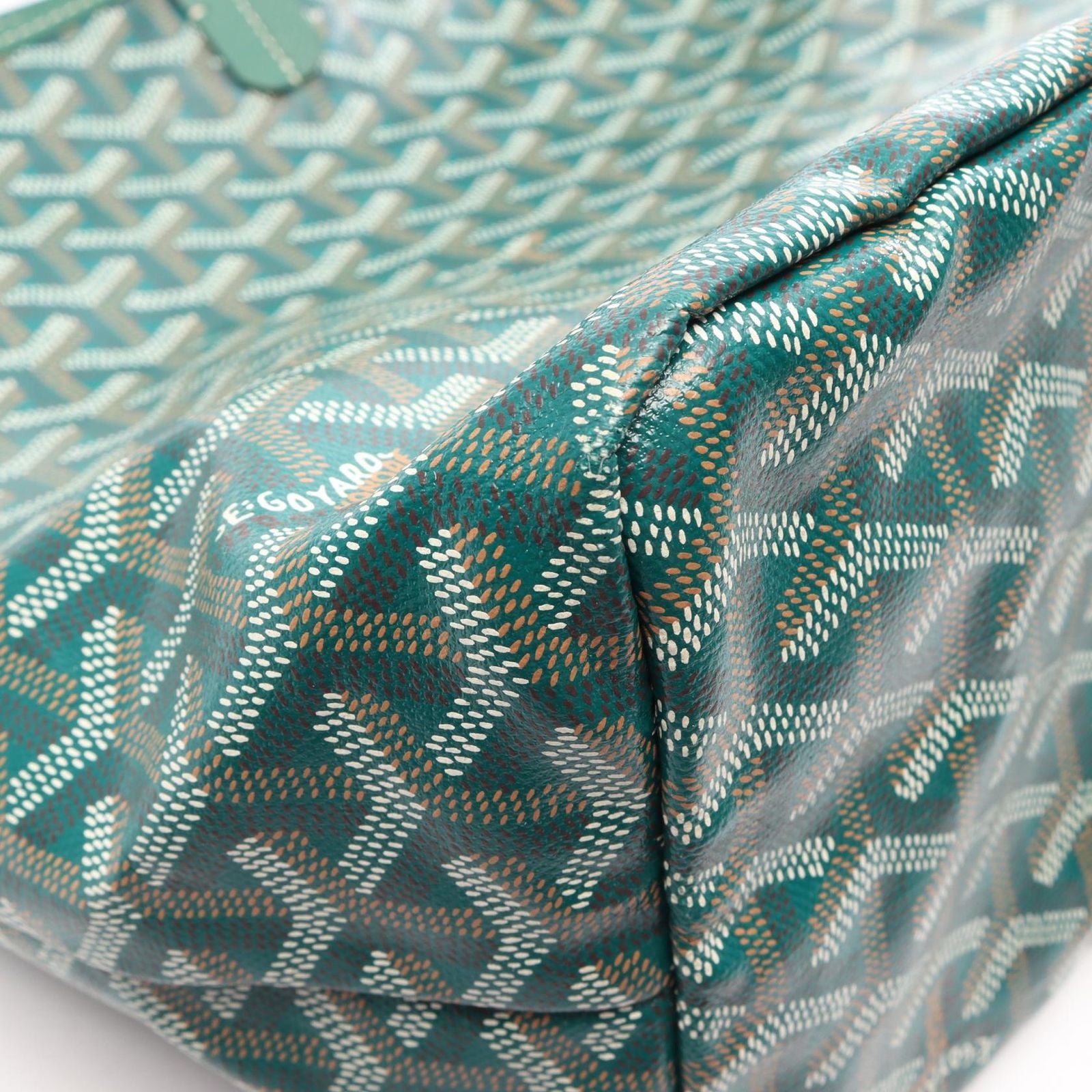 Goyard Tote Bag Saint Louis PM Green White Brown Canvas Leather — view 6