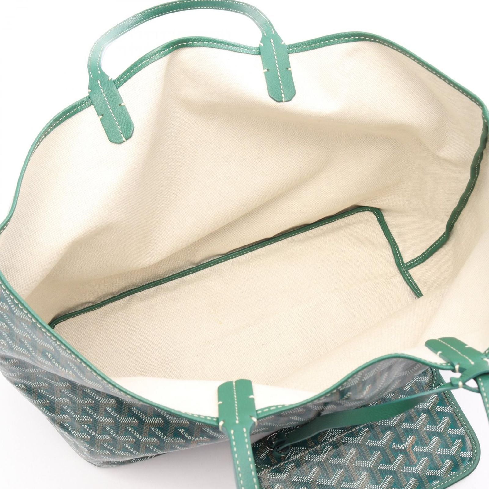 Goyard Tote Bag Saint Louis PM Green White Brown Canvas Leather — view 3
