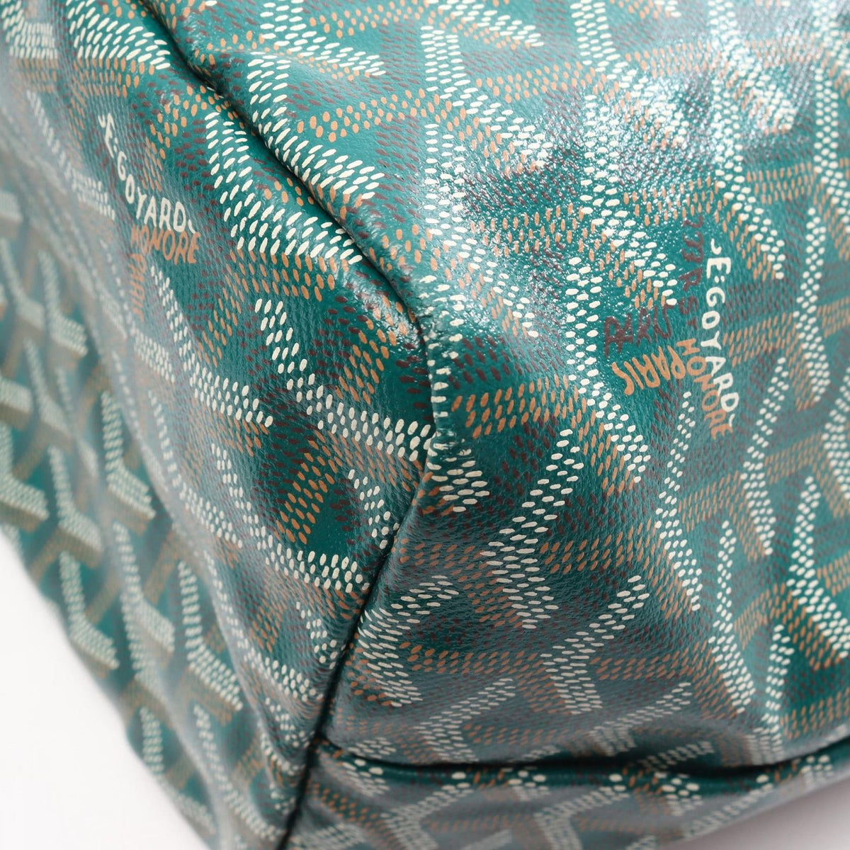 Goyard Tote Bag Saint Louis PM Green White Brown Canvas Leather — view 7
