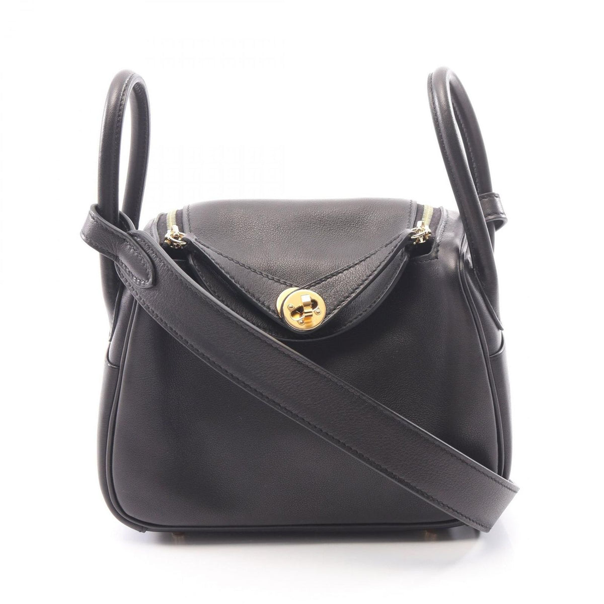 Hermes Shoulder Bag Lindy Mini Black Leather