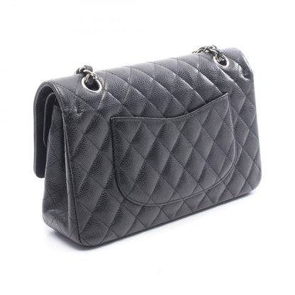 Chanel Shoulder Bag Quilted Double Flap Black Caviar Leather Chain — view 2