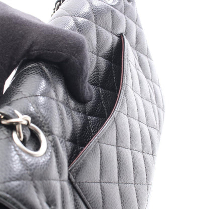 Chanel Shoulder Bag Quilted Double Flap Black Caviar Leather Chain — view 6