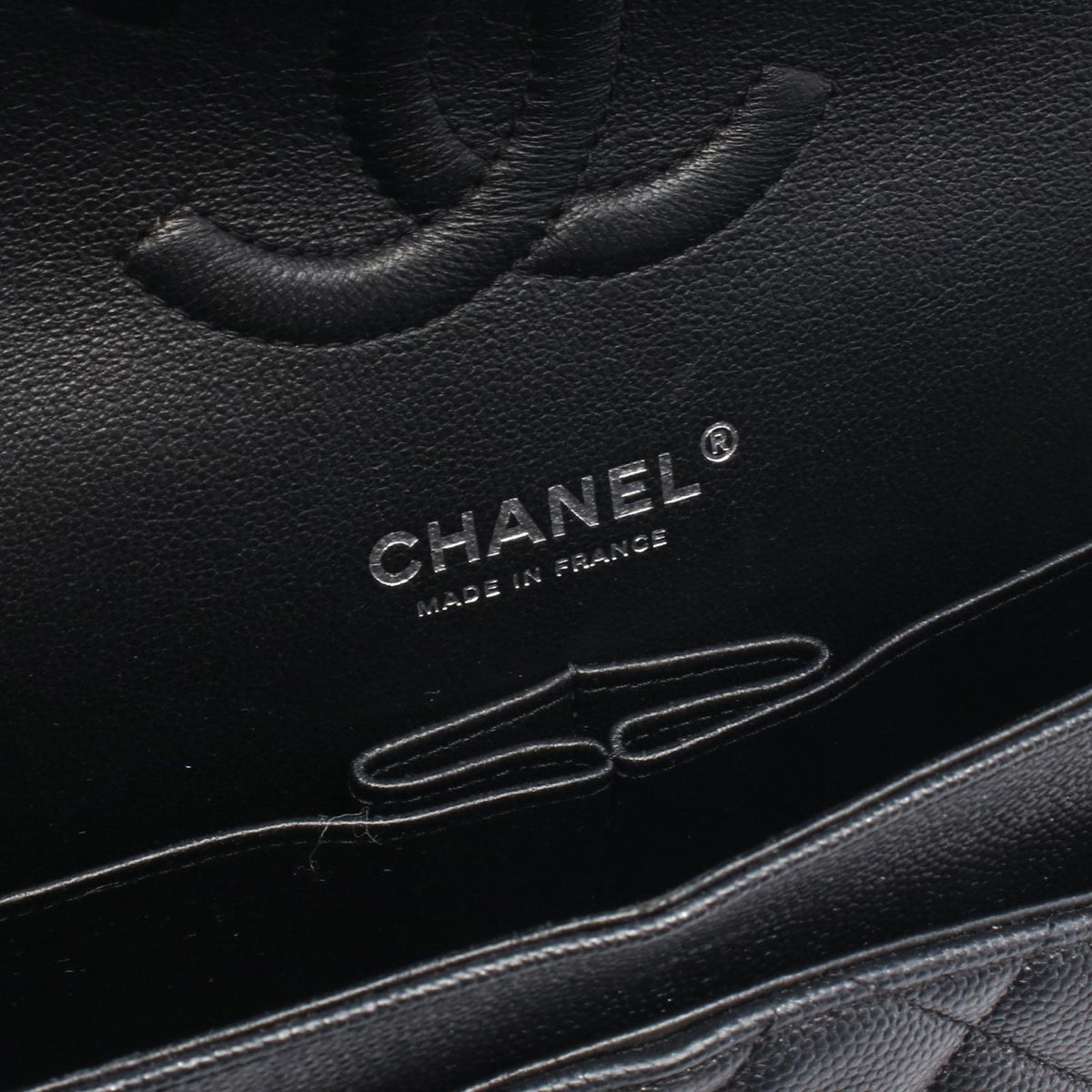 Chanel Shoulder Bag Quilted Double Flap Lame Black Caviar Leather Chain — view 4