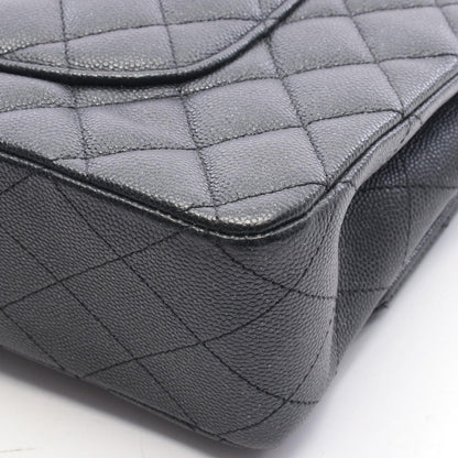 Chanel Shoulder Bag Quilted Double Flap Lame Black Caviar Leather Chain — view 7