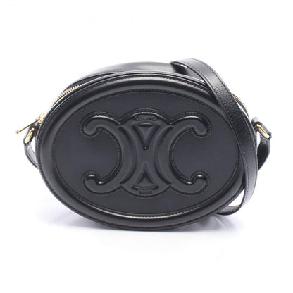 Celine Shoulder Bag Cuill Triomphe Oval Black Leather