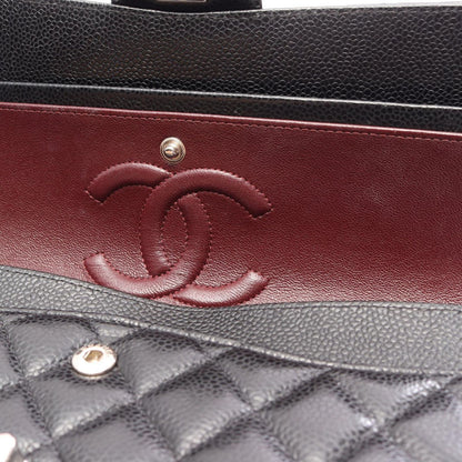 Chanel Shoulder Bag Quilted Double Flap Black Caviar Leather Chain — view 8
