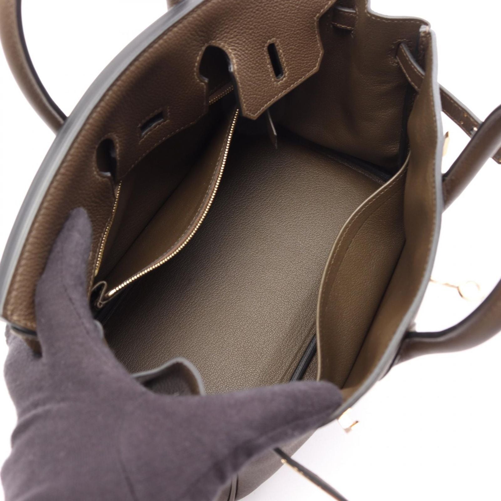 Hermes Birkin 25 Vert Roden Leather Handbag — view 3