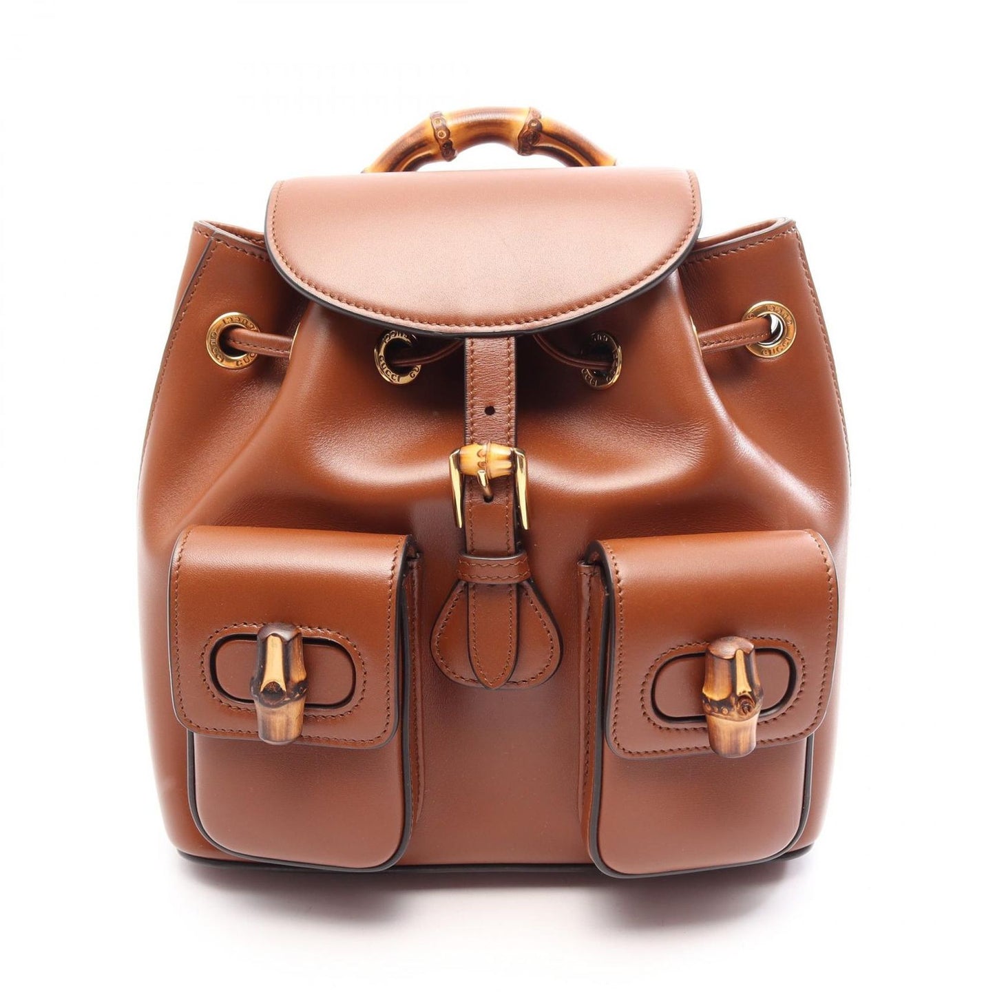 Gucci Backpack Bamboo Brown Leather