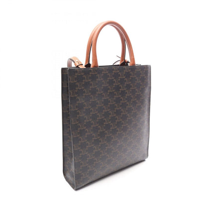 Celine Tote Bag Small Vertical Cabas Triomphe 2-Way Brown Black White Canvas — view 2