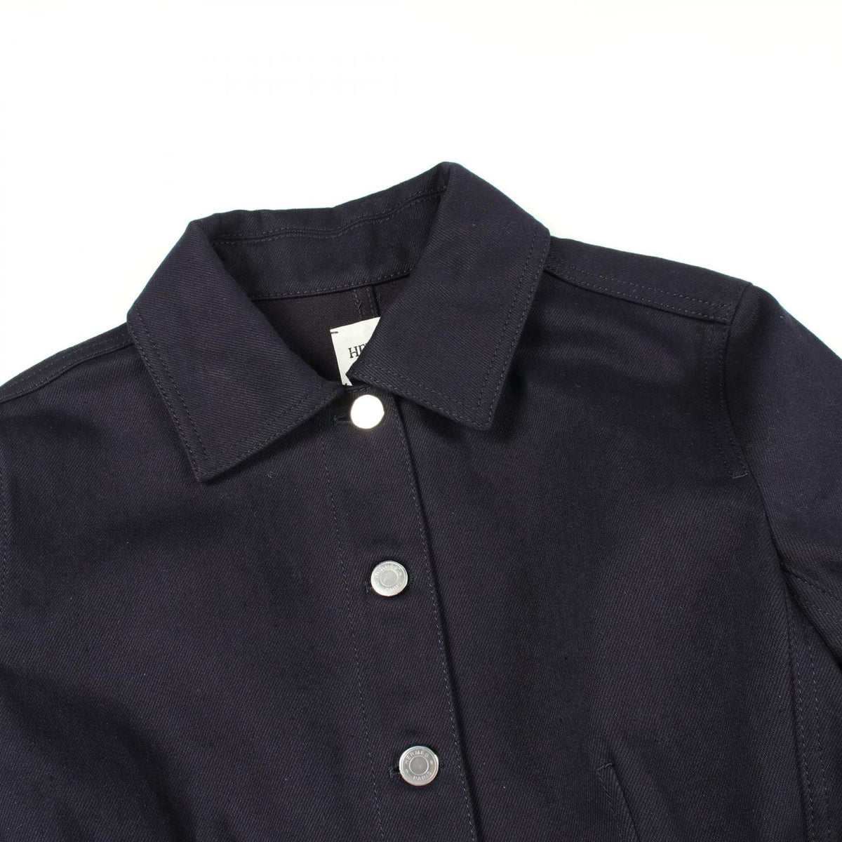 Hermes Denim Jacket Sellier Buttons Navy Cotton — view 6