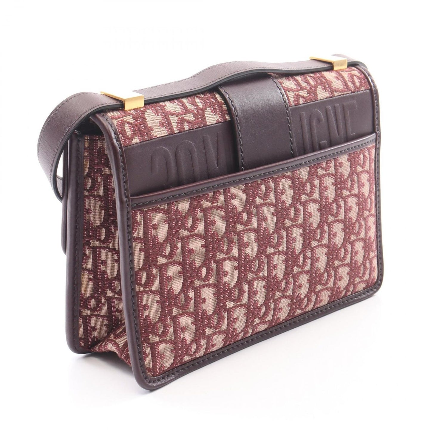 Dior Shoulder Bag 30 Montaigne Bordeaux Ivory Canvas Leather 30 Oblique — view 2