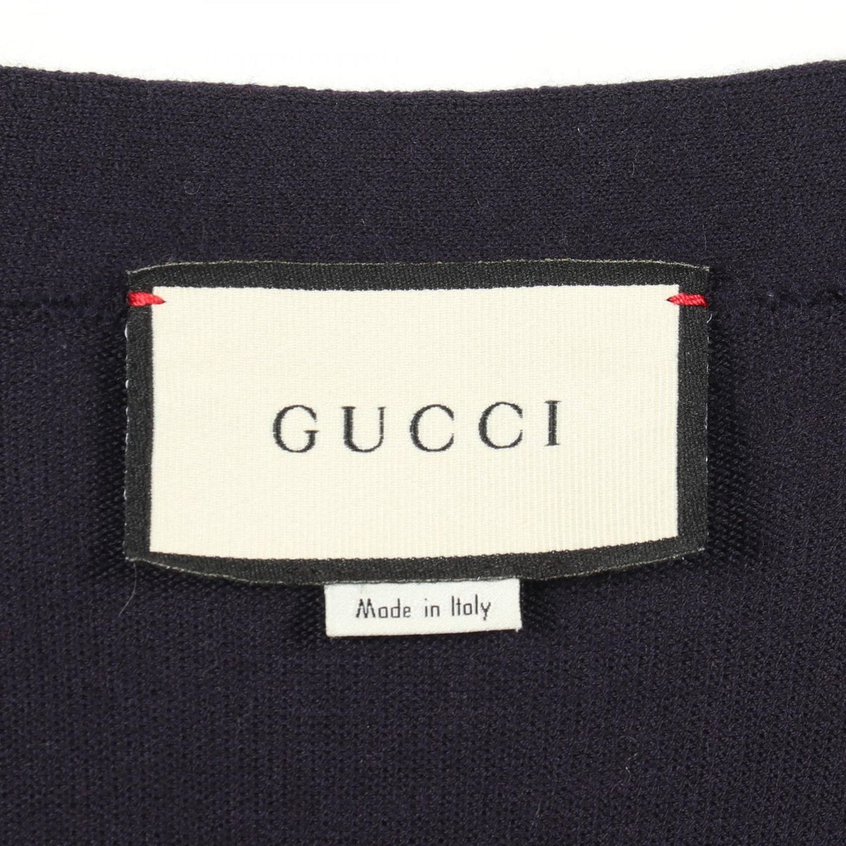 Gucci Cardigan Logo All Over Pattern Wool Navy — view 3