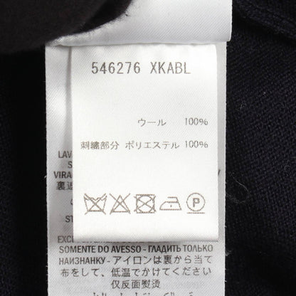 Gucci Cardigan Logo All Over Pattern Wool Navy — view 4