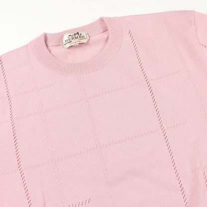 Hermes Knit Crew Neck Pink Cotton Sweater — view 6