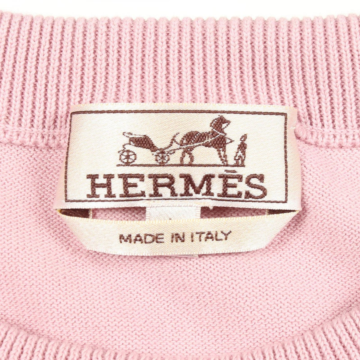 Hermes Knit Crew Neck Pink Cotton Sweater — view 3