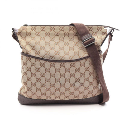 Gucci Shoulder Bag GG Campus Beige Brown Leather