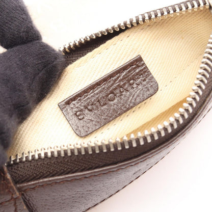 Bvlgari Shoulder Bag Logo Mania Beige Ivory Brown Canvas Leather — view 4