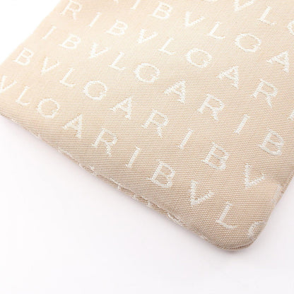 Bvlgari Shoulder Bag Logo Mania Beige Ivory Brown Canvas Leather — view 6