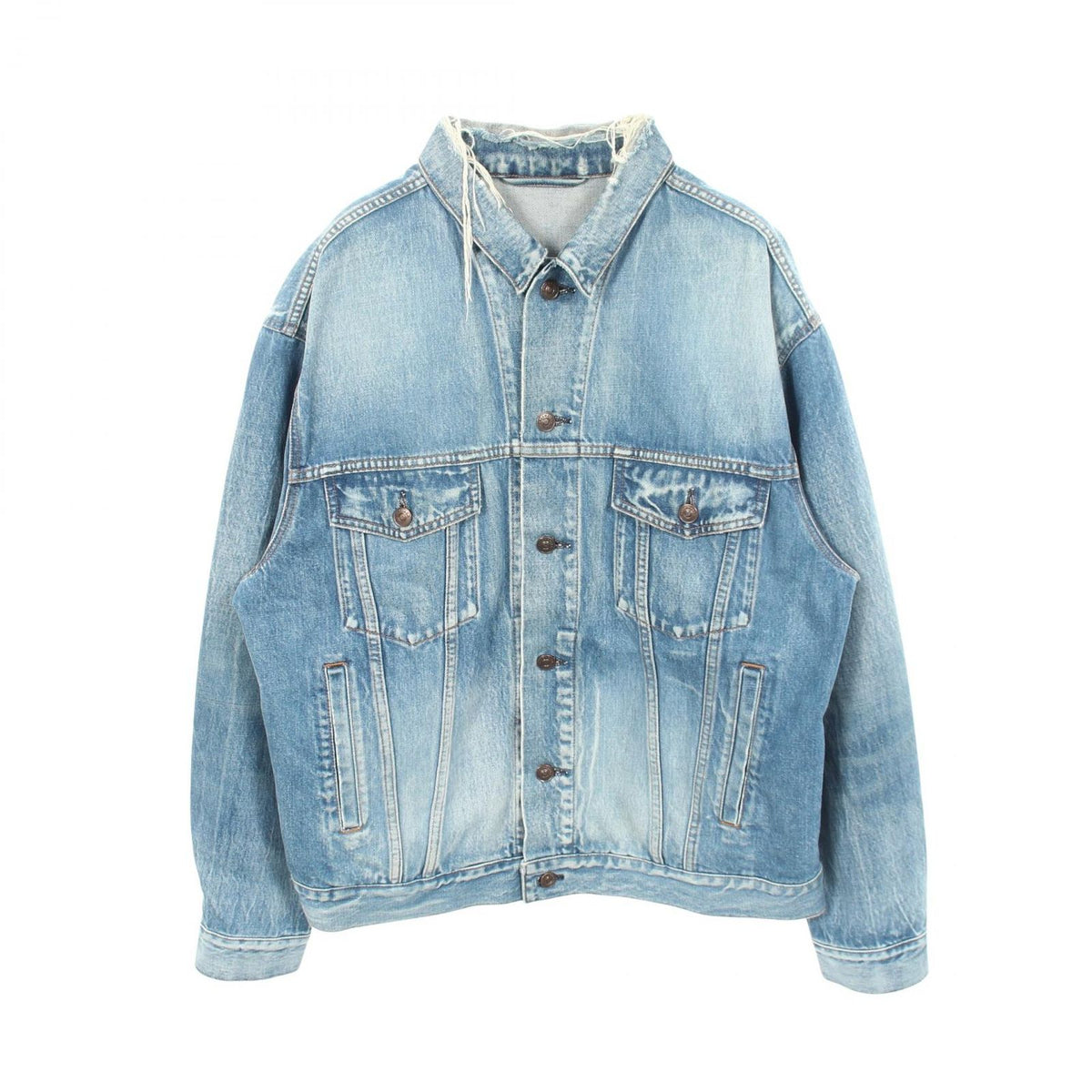 Balenciaga Denim Jacket Back Logo Distressed Cotton