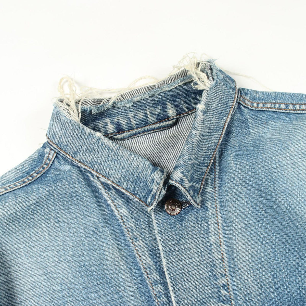 Balenciaga Denim Jacket Back Logo Distressed Cotton — view 7