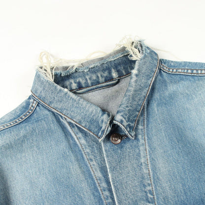 Balenciaga Denim Jacket Back Logo Distressed Cotton — view 7
