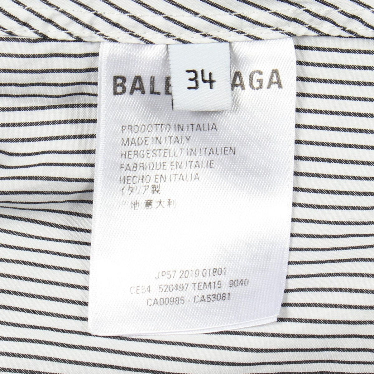 Balenciaga Back Logo Striped Bow Tie Long Sleeve Cotton Shirt — view 5