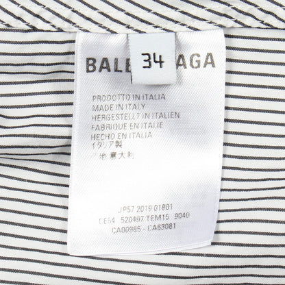 Balenciaga Back Logo Striped Bow Tie Long Sleeve Cotton Shirt — view 5