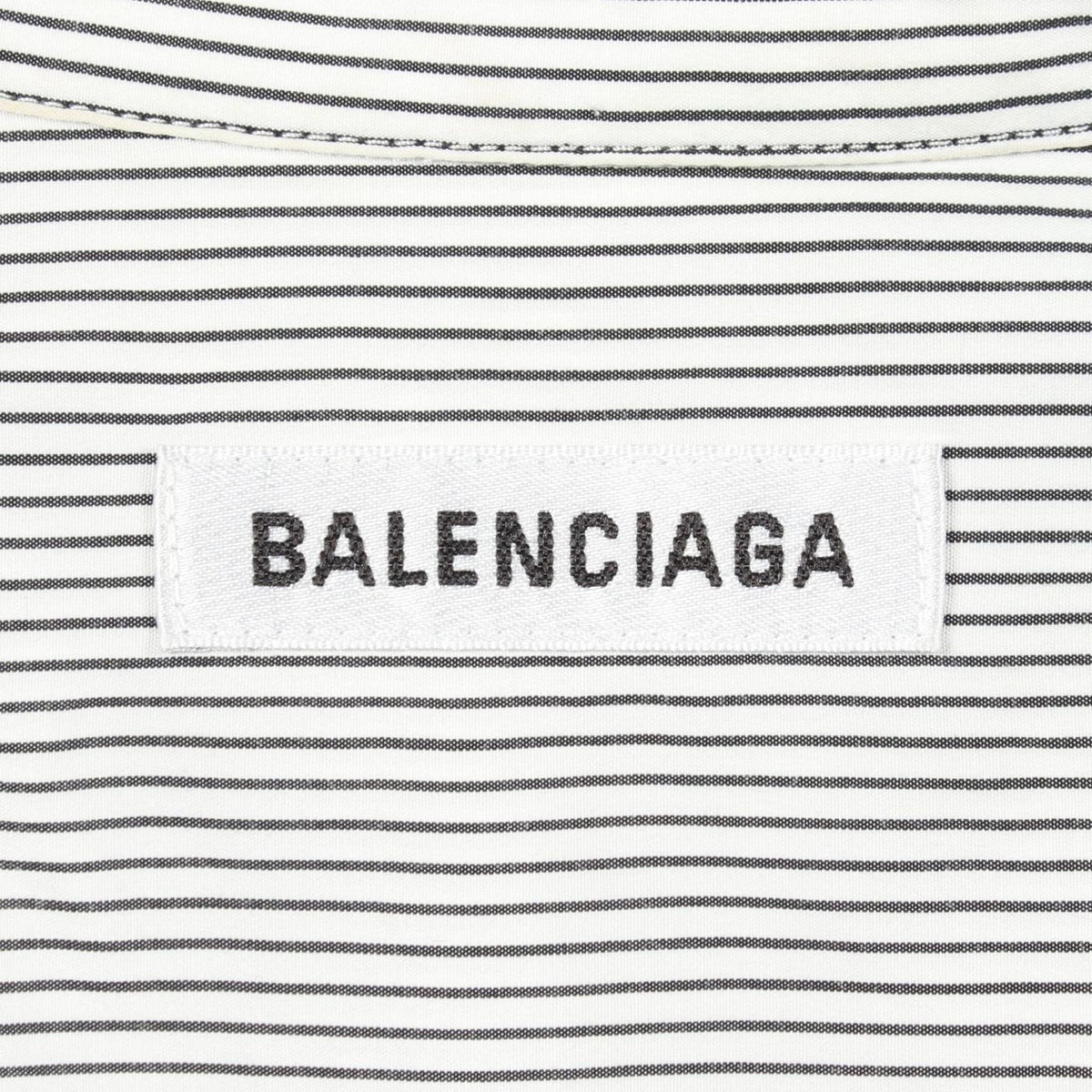 Balenciaga Back Logo Striped Bow Tie Long Sleeve Cotton Shirt — view 3