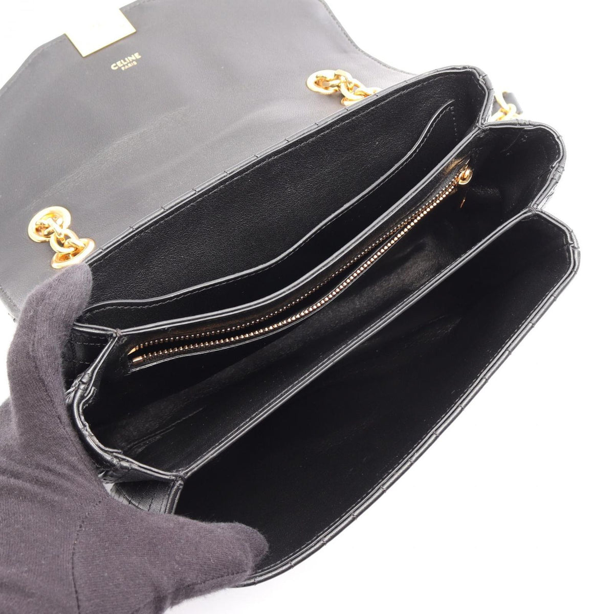 Celine Shoulder Bag C Black Leather Chain — view 3