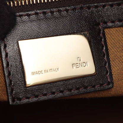 Fendi Shoulder Bag Zucca Brown Black Canvas Leather — view 4