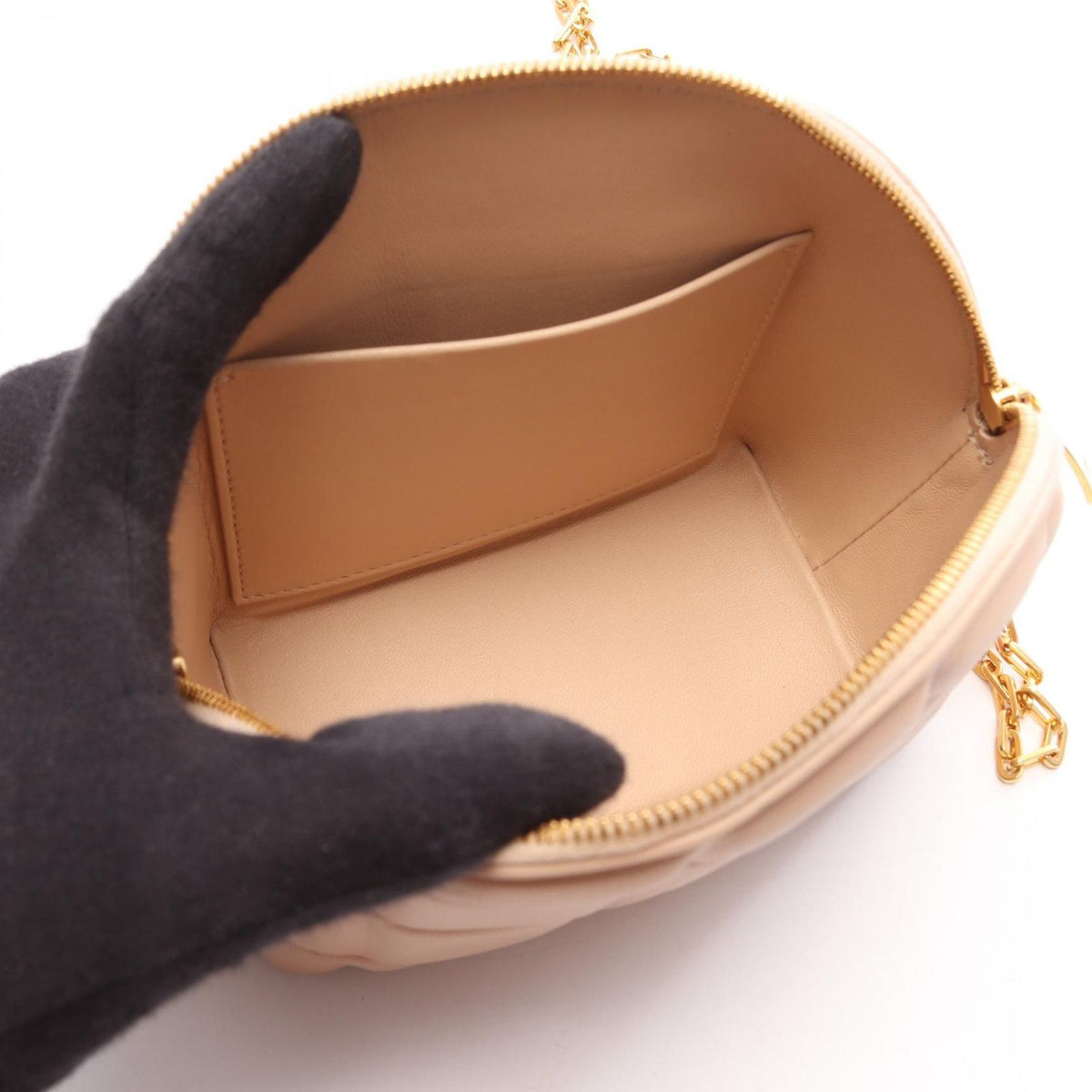 Bottega Veneta Shoulder Bag Padded Half Moon Pink Beige Leather Mini — view 3