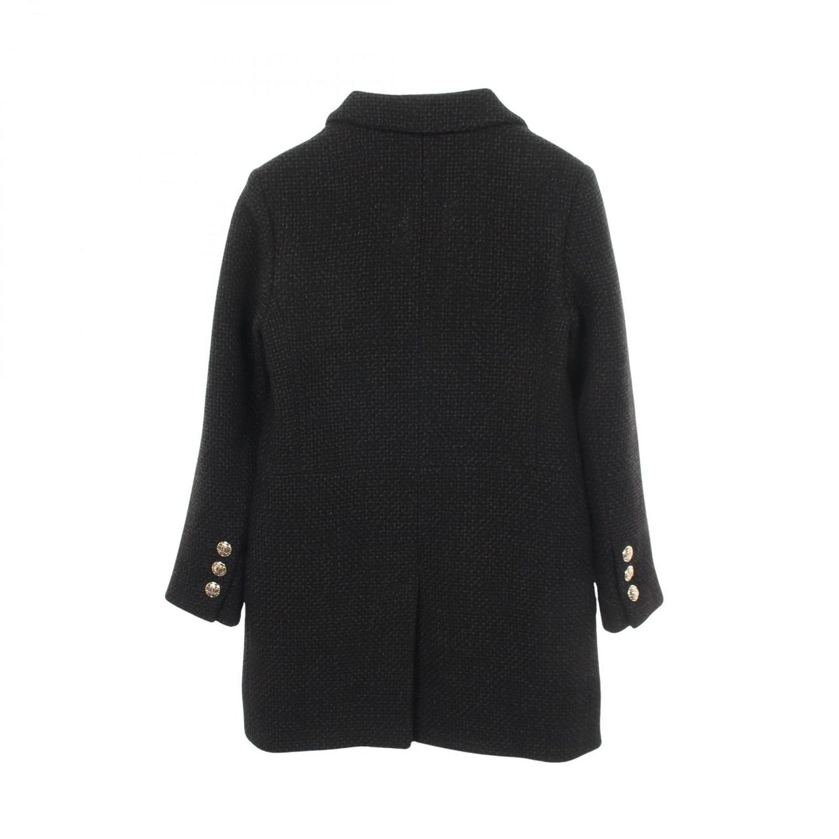 Chanel Tailored Jacket CC Logo Button Double Breasted Tweed Black Wool — view 2