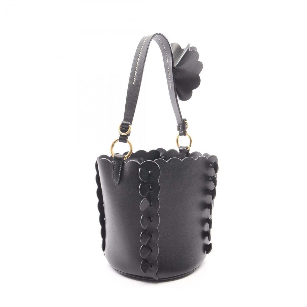Miu Miu Handbag Bucket Bag Flower 2-Way Black Leather — view 2