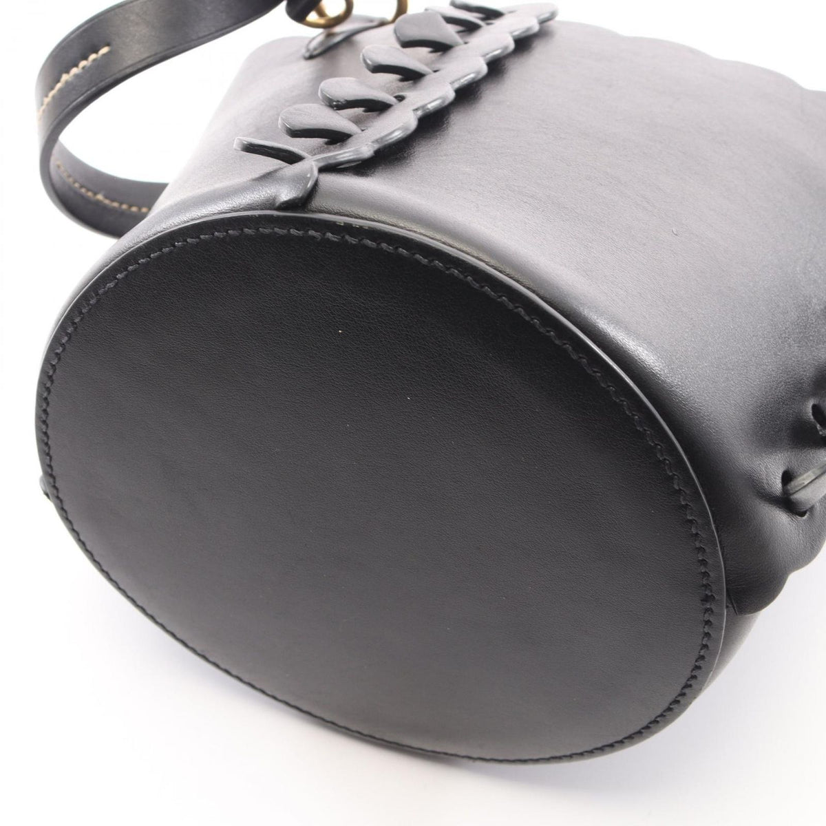 Miu Miu Handbag Bucket Bag Flower 2-Way Black Leather — view 7