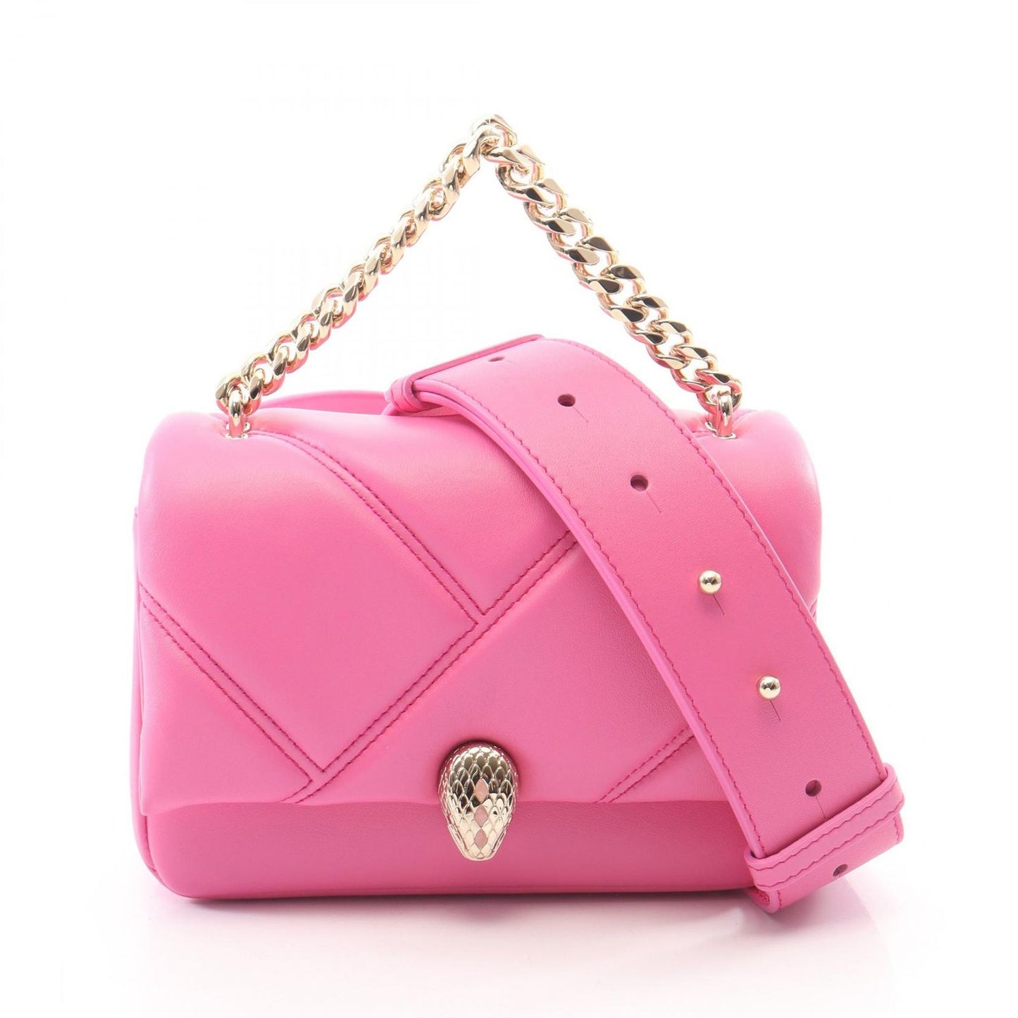 Bvlgari Serpenti Cabochon Mini 2-Way Pink Leather Shoulder Back Handbag