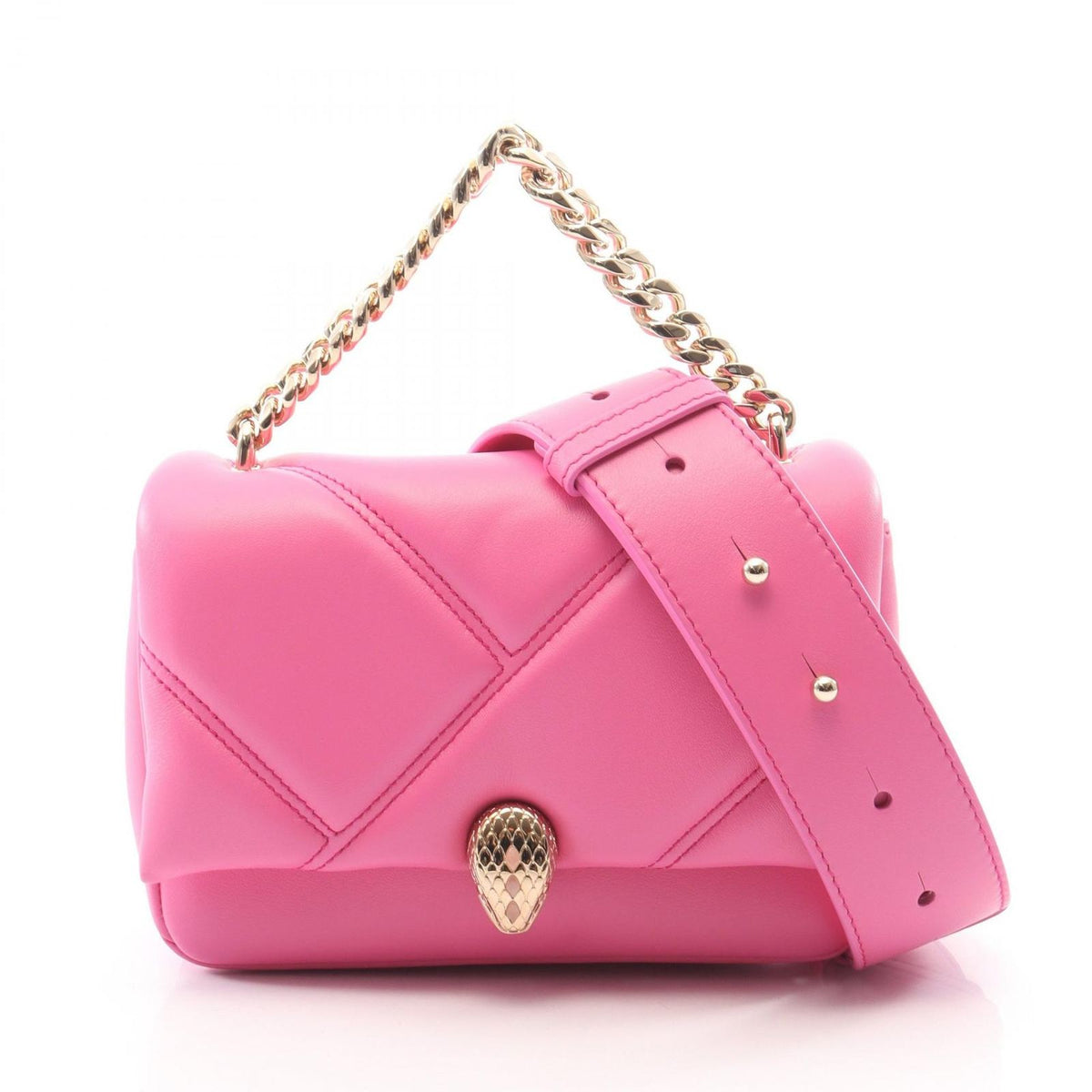 Bvlgari Serpenti Cabochon Mini 2-Way Pink Leather Shoulder Bag