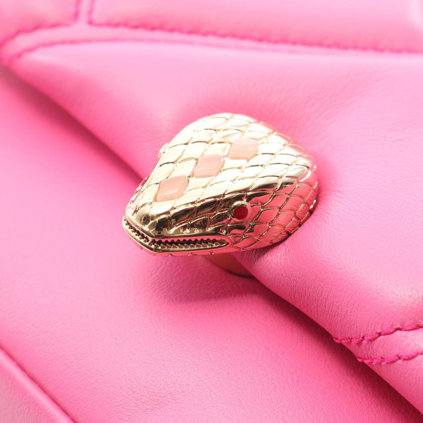 Bvlgari Serpenti Cabochon Mini 2-Way Pink Leather Shoulder Bag — view 7