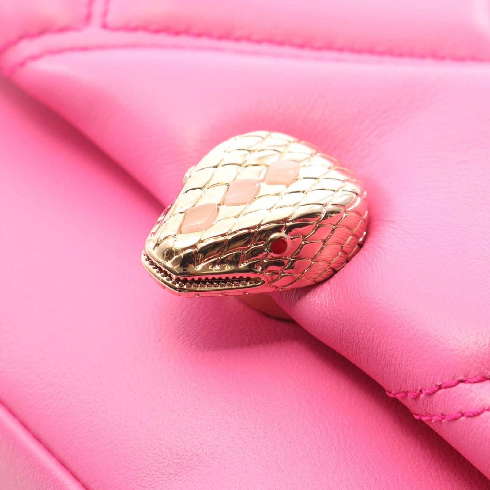 Bvlgari Serpenti Cabochon Mini 2-Way Pink Leather Shoulder Bag — view 7