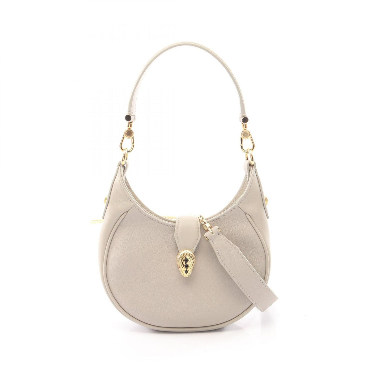 Bvlgari Serpenti Ellipse Small 2-Way Gray Leather Handbag