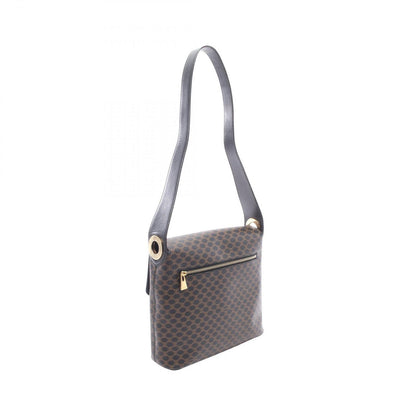 Celine Shoulder Bag Macadam Black Brown Canvas Leather — view 2