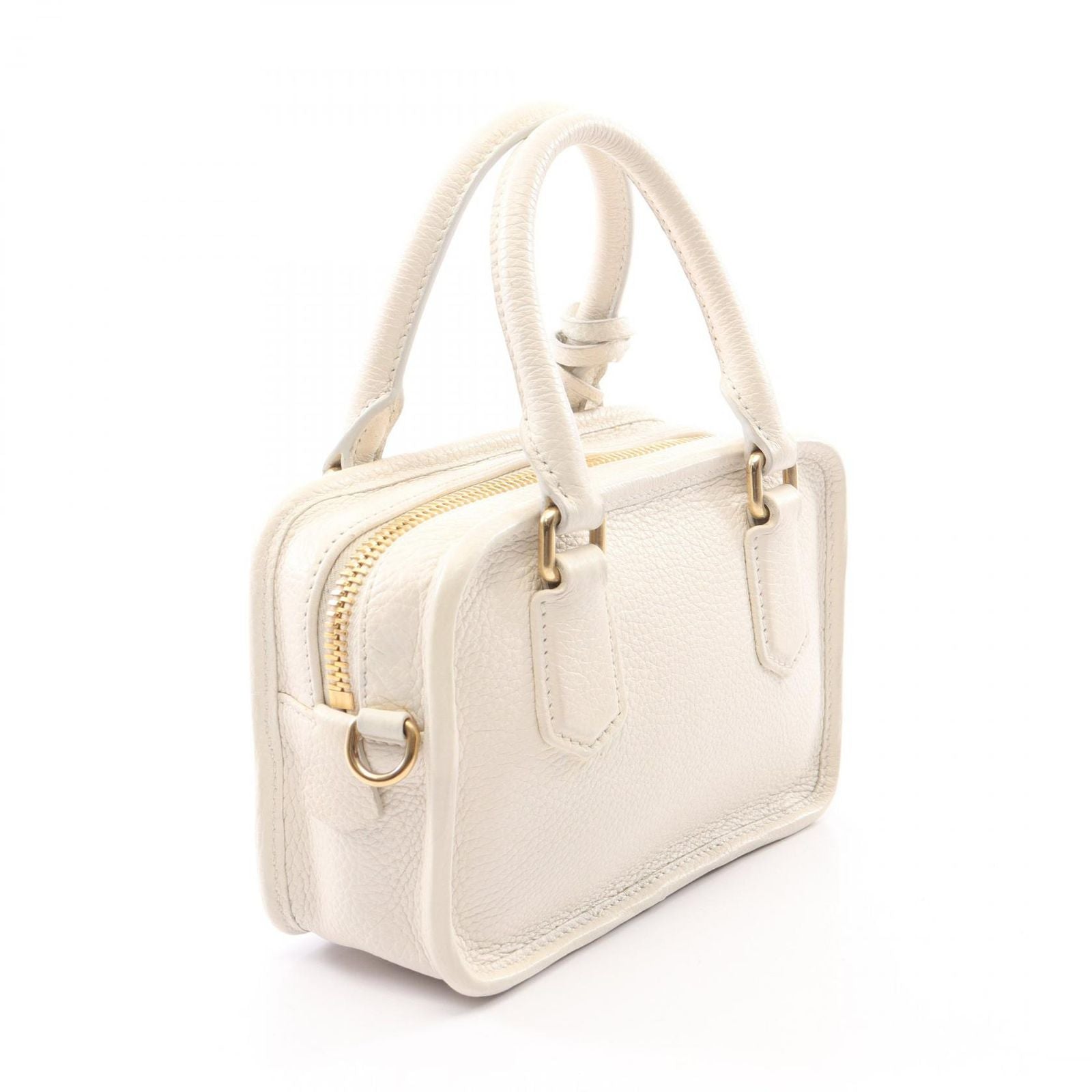 Miu Miu Vitello Daino Soft 2-Way White Black Leather Handbag — view 2